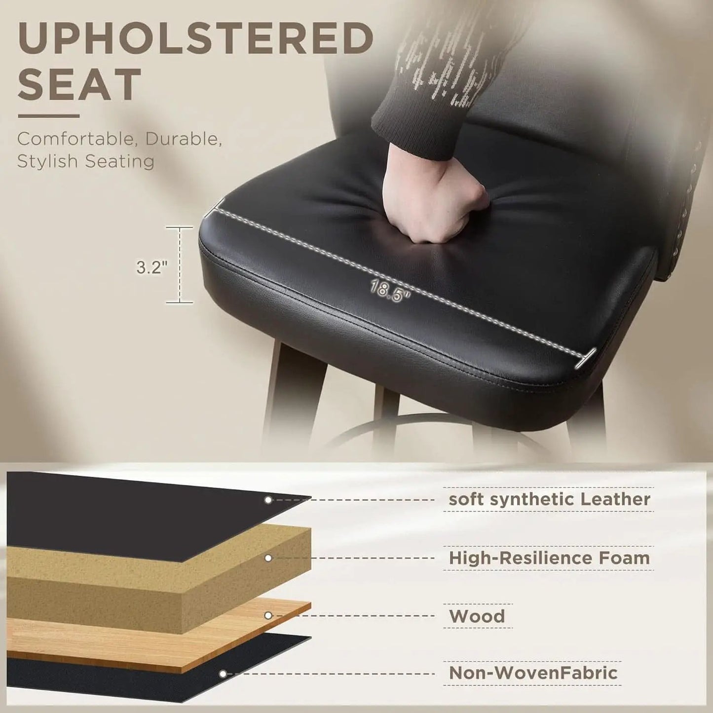 Swivel Bar Stool Set of Three with Faux Leather from PriceLows™