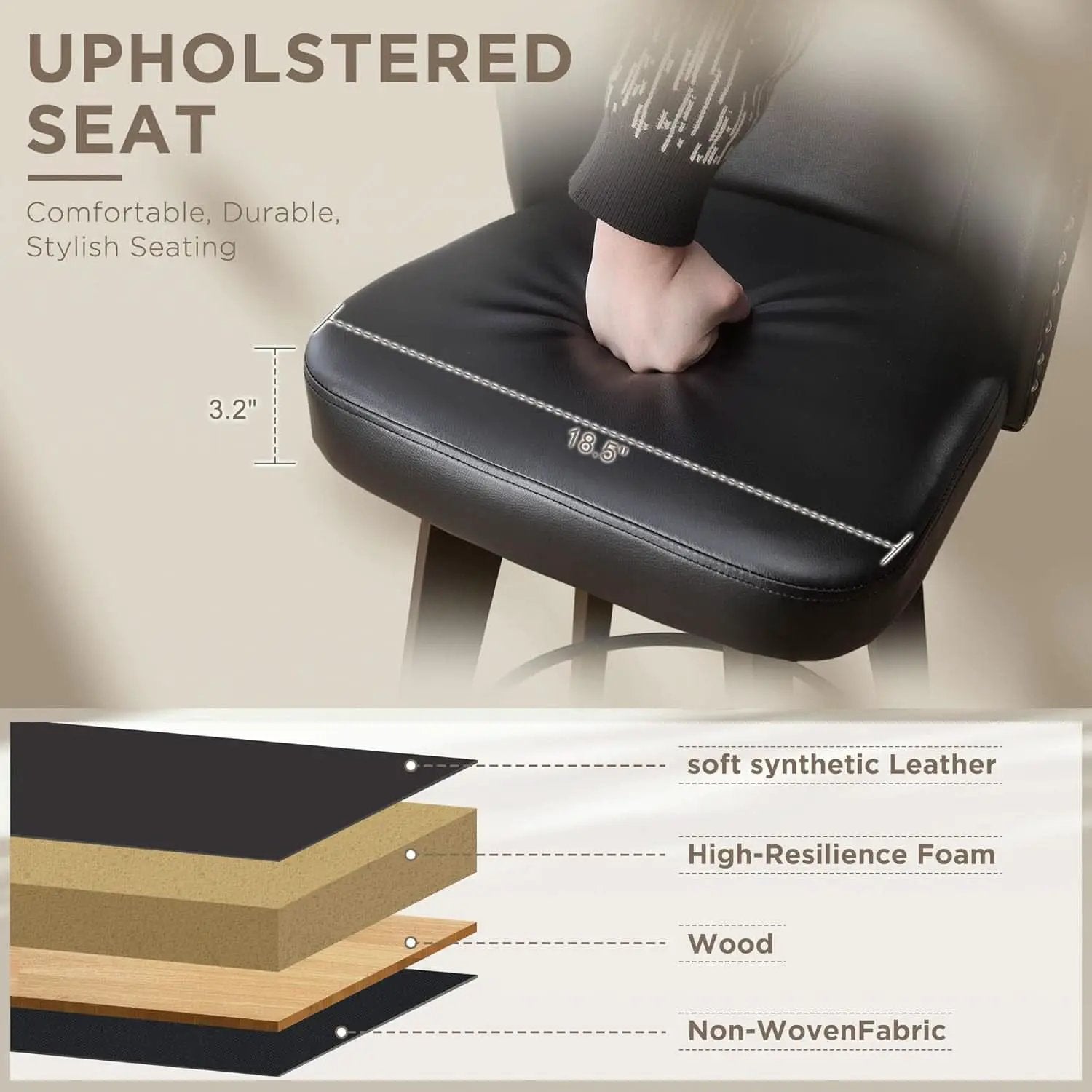 Swivel Bar Stool Set of Three with Faux Leather from PriceLows™