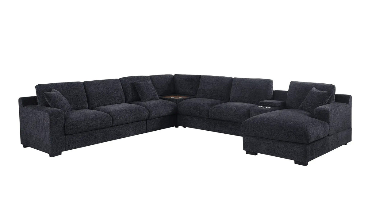 Celine Fabric Corner Sectional Sofa With Right-Facing Chaise, Cupholders, And | 3 Pieces | Fabric | Living Room
