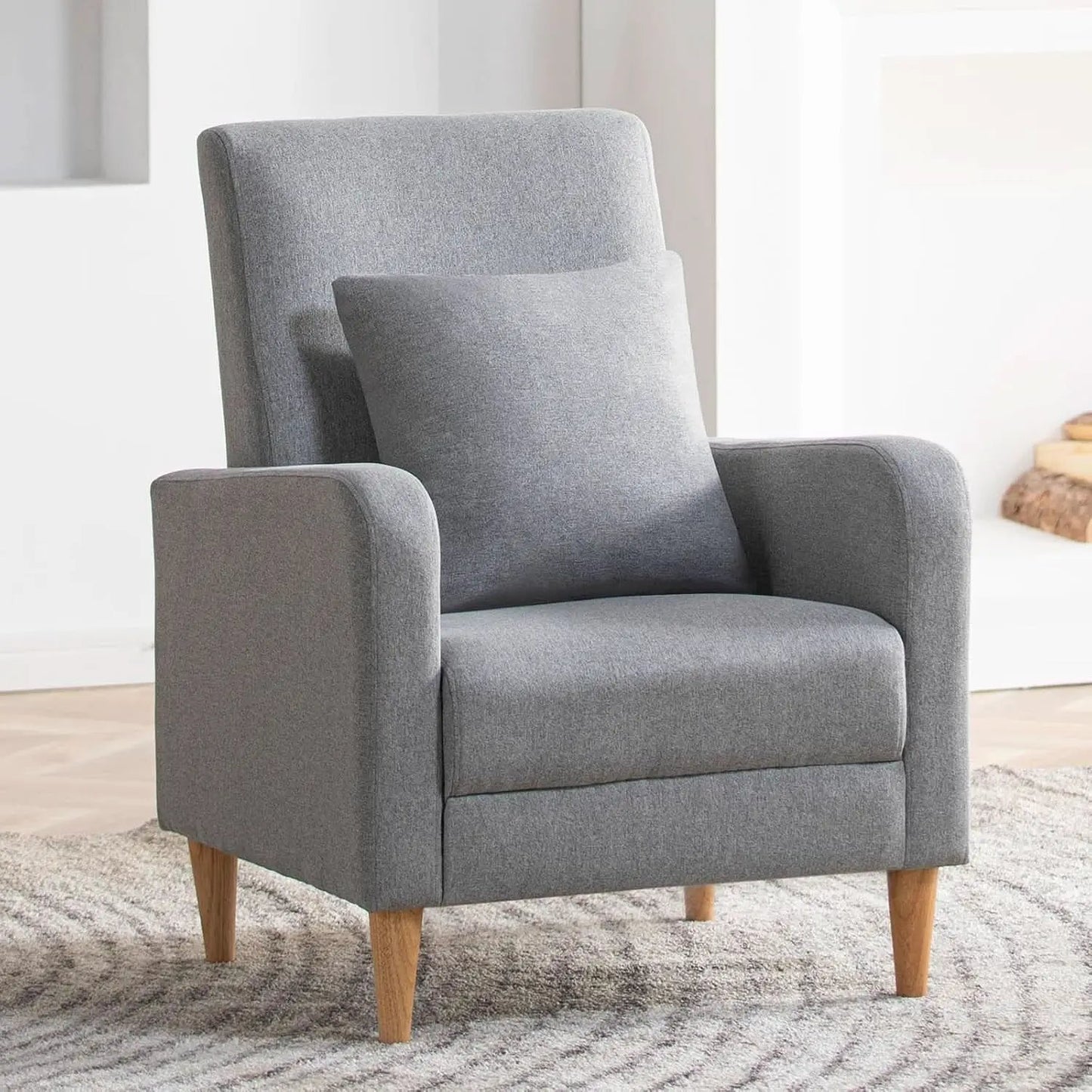 Grey Accent Chairs With Wood Legs For Living Room Space from PriceLows™