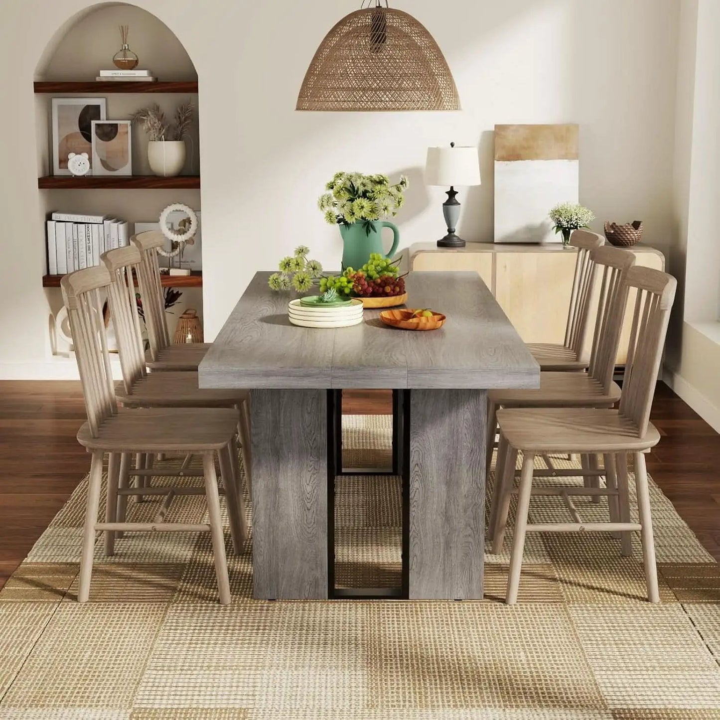 71 Inch Rustic Gray Farmhouse Dining Table For 6 To 8 from PriceLows™