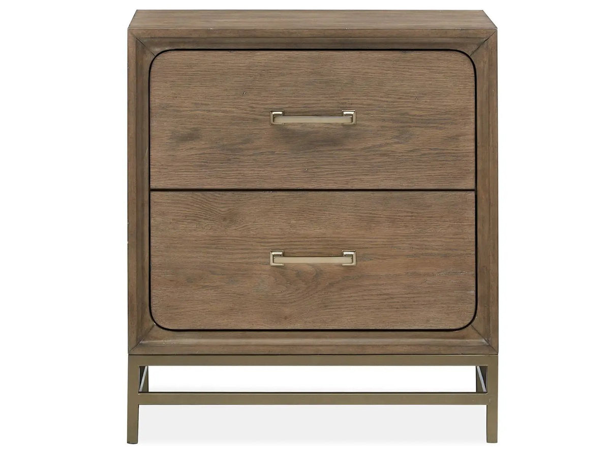 Lindon Drawer Nightstand | Belgian Wheat Finish | Knotty White Oak Veneer | Two Storage Drawers