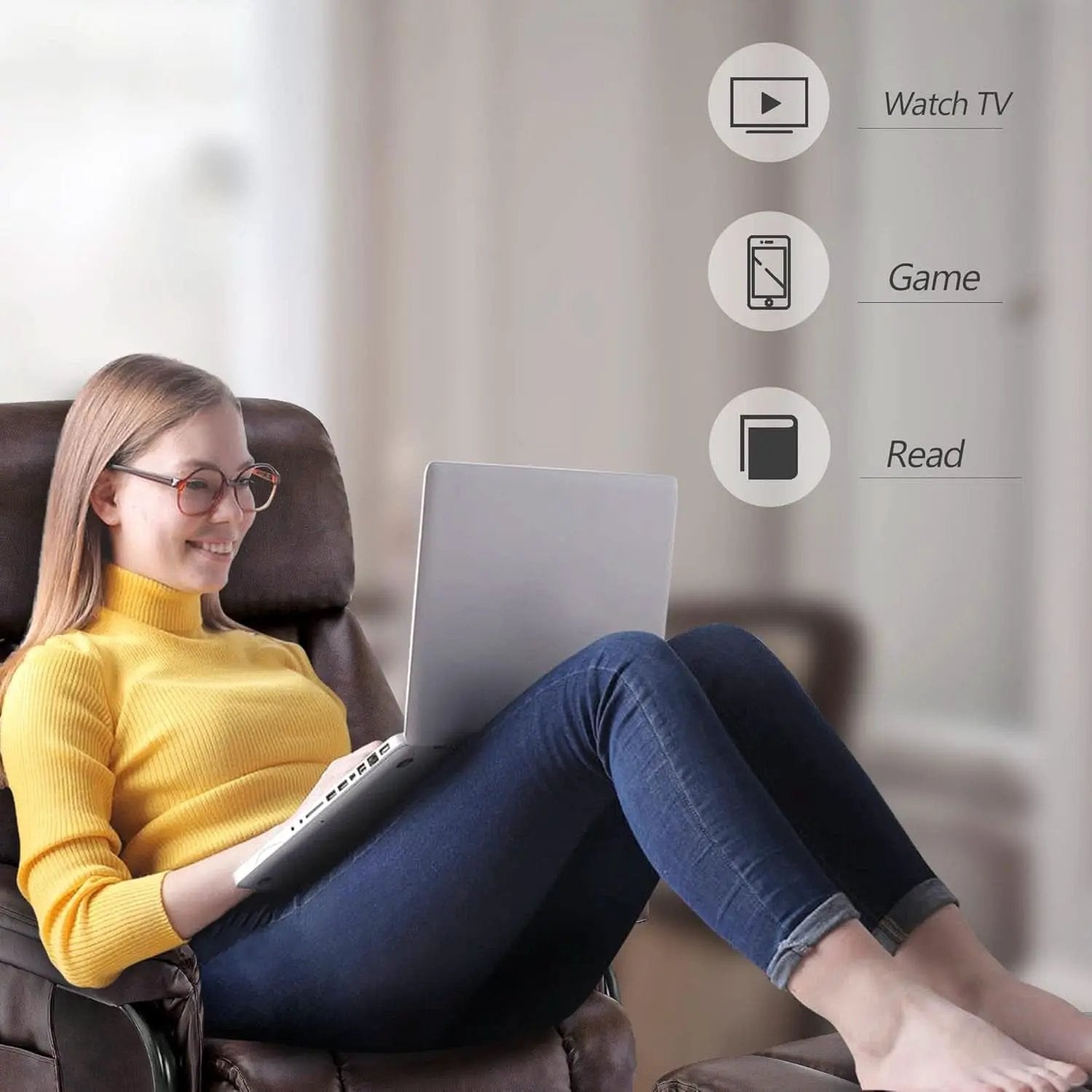 Swivel Recliner With Ottoman Massage Dark Brown Chair from PriceLows™