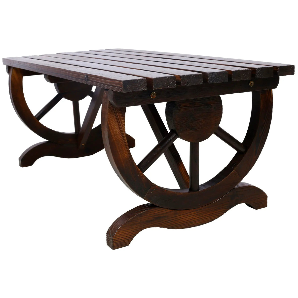 Wooden Garden Bench | Wagon Wheel Legs | Solid Fir | Two Seater