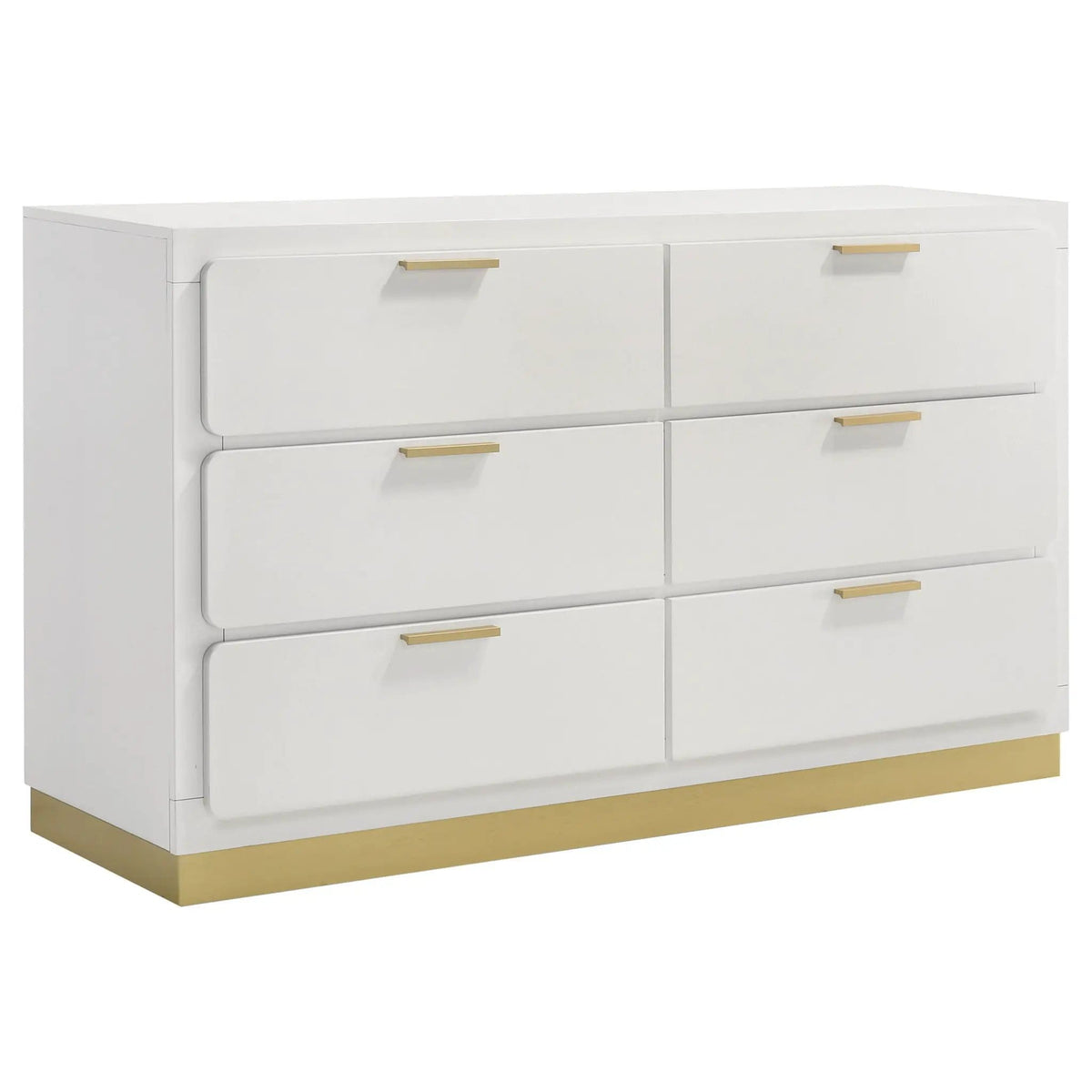 Caraway 6-drawer Dresser | 59 x 17.25 x 34.75 in | Rubberwood & Engineered Wood | White