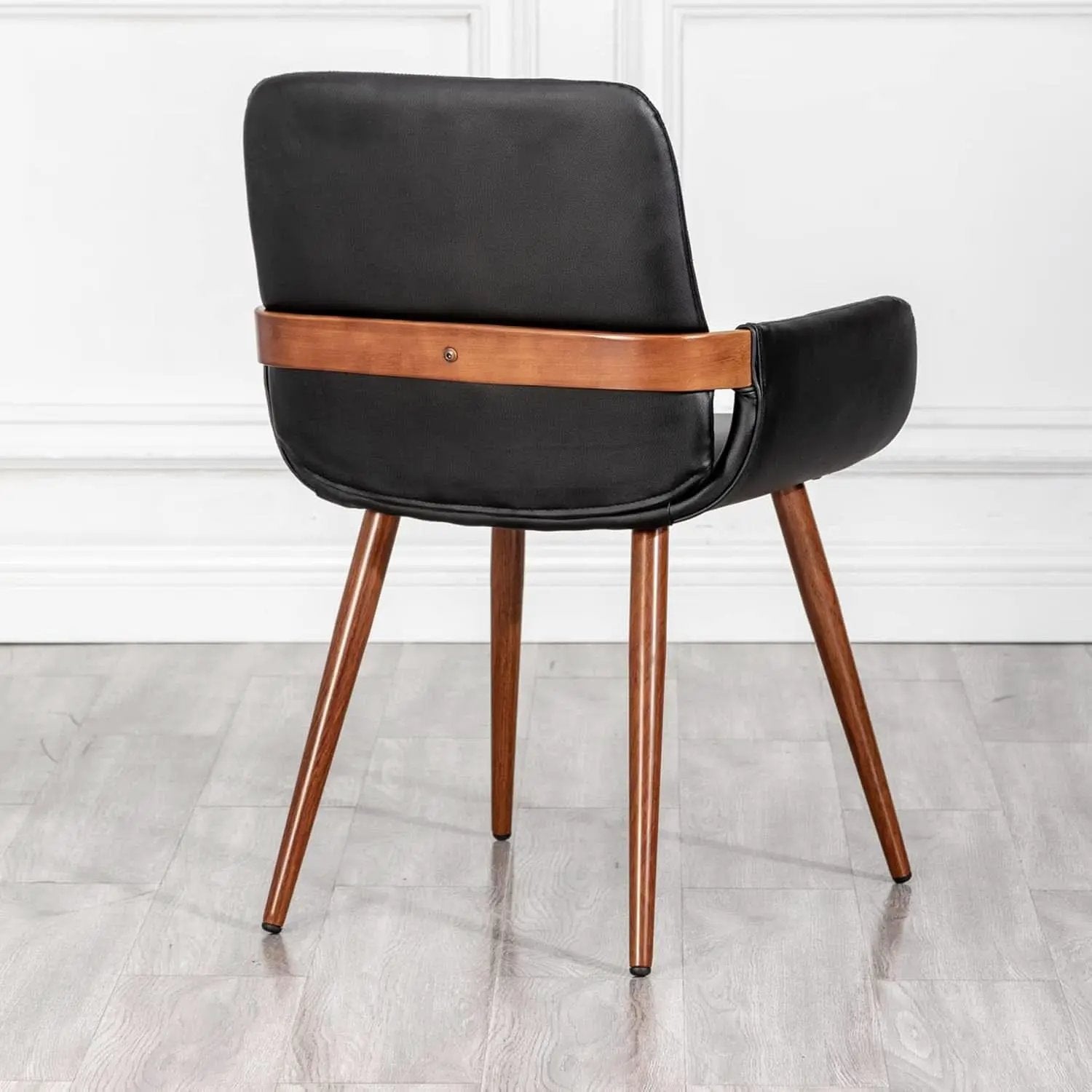 Mid Century Modern Faux Leather Dining Chairs Set 2 Black from PriceLows™
