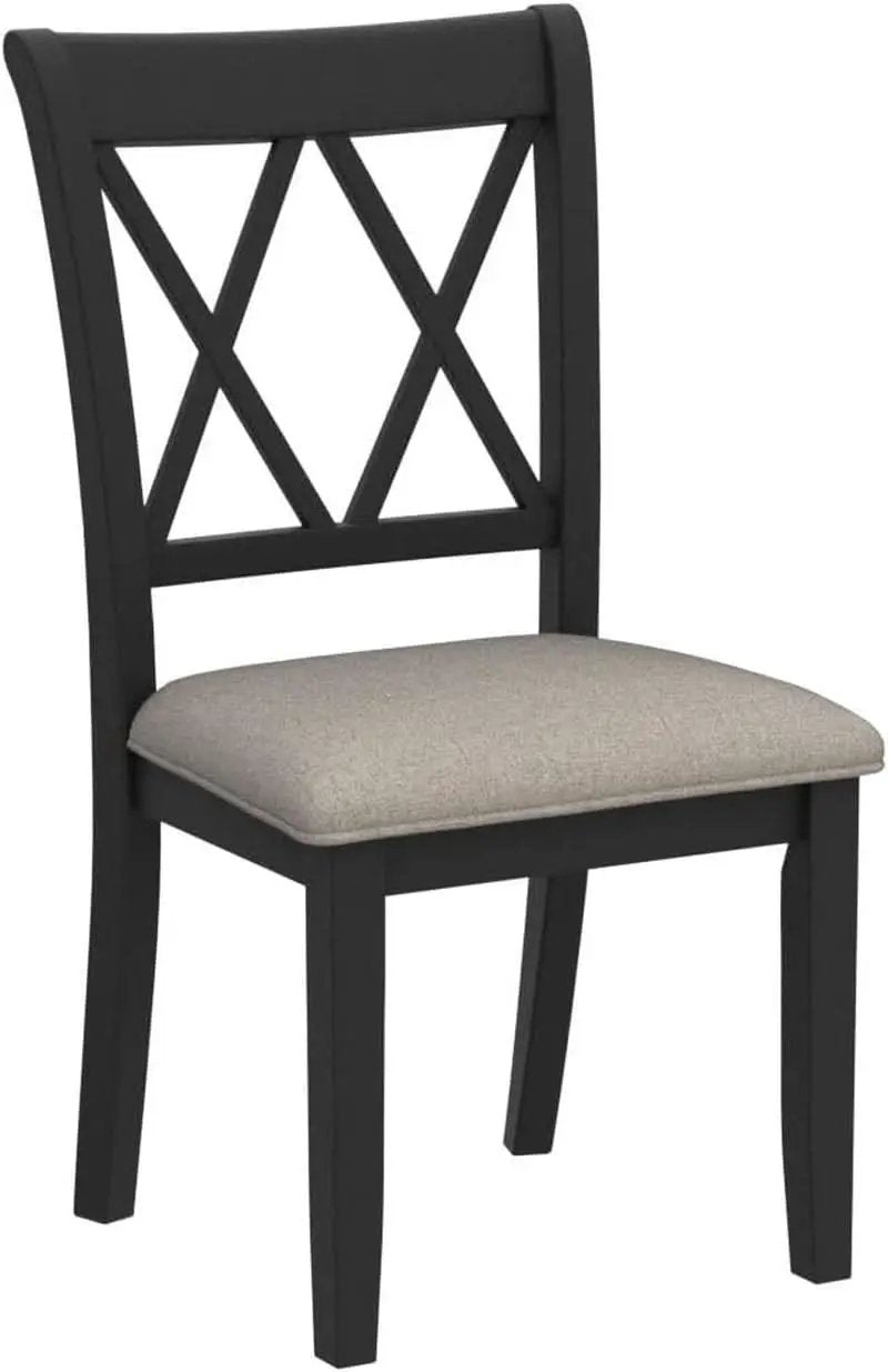 Windvale Black Cross Back Fabric Upholstered Dining Chair Set Of 2 from PriceLows™