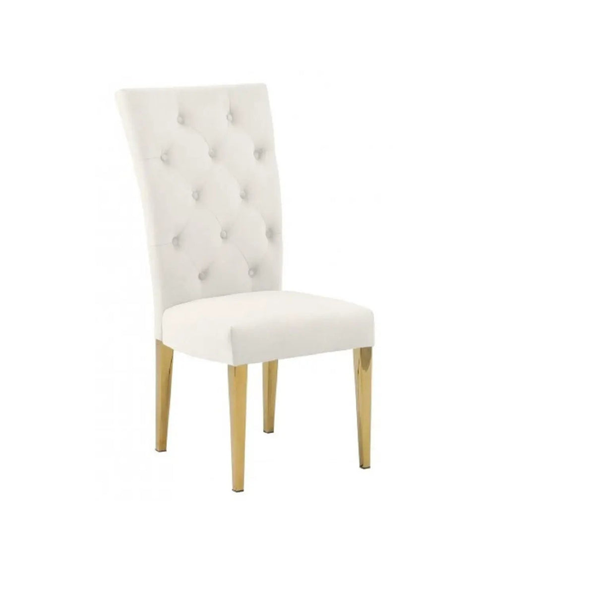 Upholstered Dining Chairs | Tufted Back | Stainless Steel Base | Set Of 2