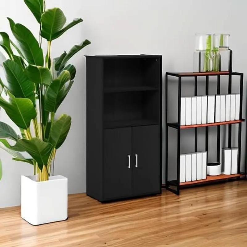 Pasir 4 Tier Storage Bookcase Black Oak Adjustable Shelves from PriceLows™