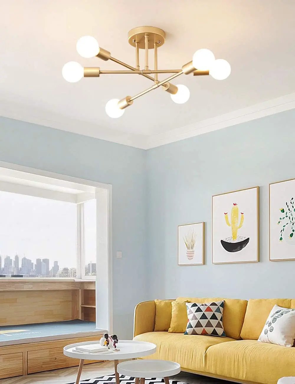 Gold 6-Light Sputnik Chandelier With LED Bulbs Included from PriceLows™