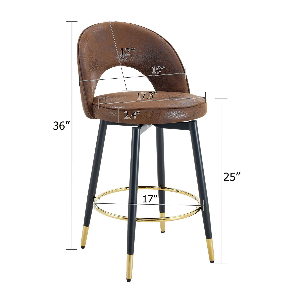 Upholstered Rotatable Bar Chair With Metal Legs For Dining Room Stool Set | Stool Set | Metal | Dining Room