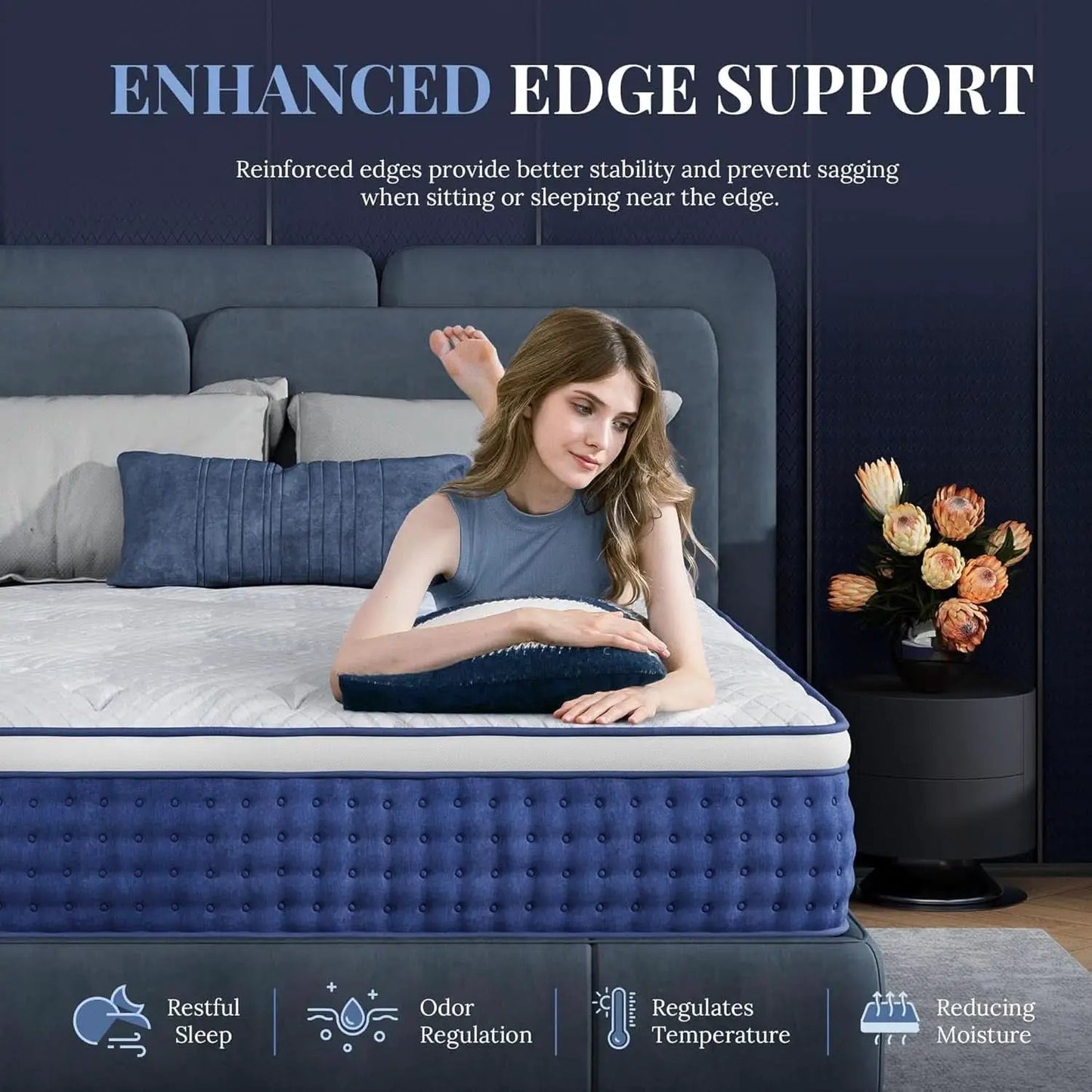 Blue Queen Hybrid Memory Foam Mattress Box CertipurUS from PriceLows™