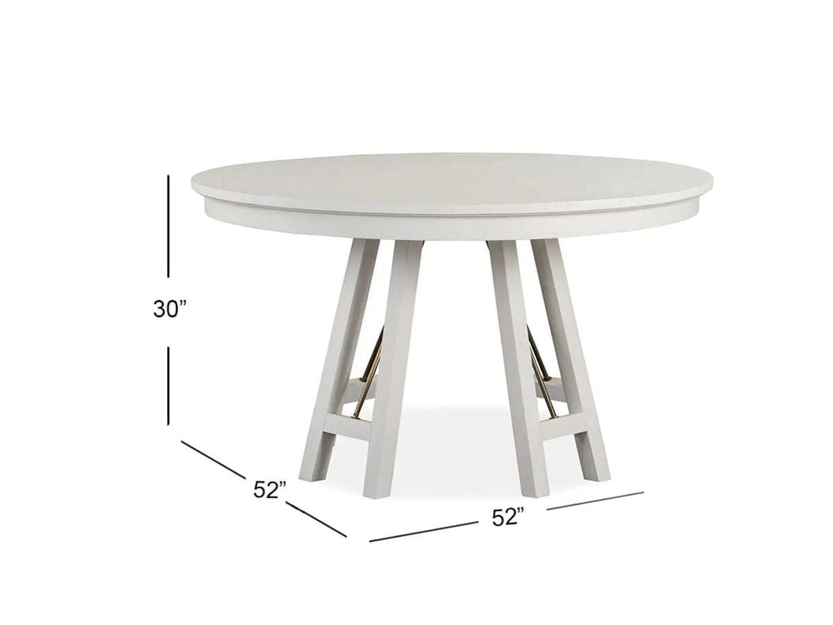 Heron Cove Round Dining Table | 52 x 52 x 30 in | Metal & Veneer | Chalk White