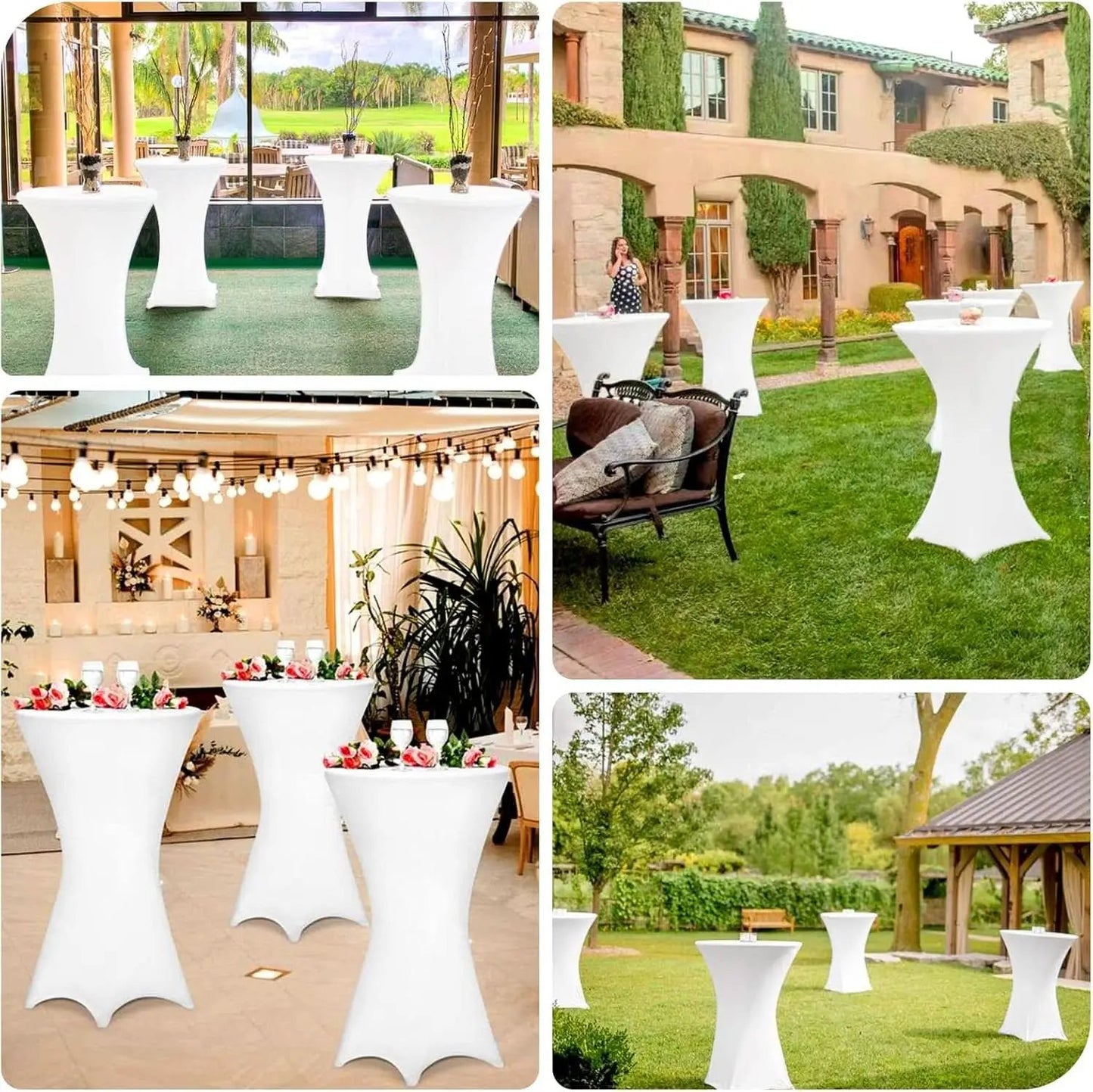White Spandex Square Cocktail Table Covers 32x43Inches from PriceLows™