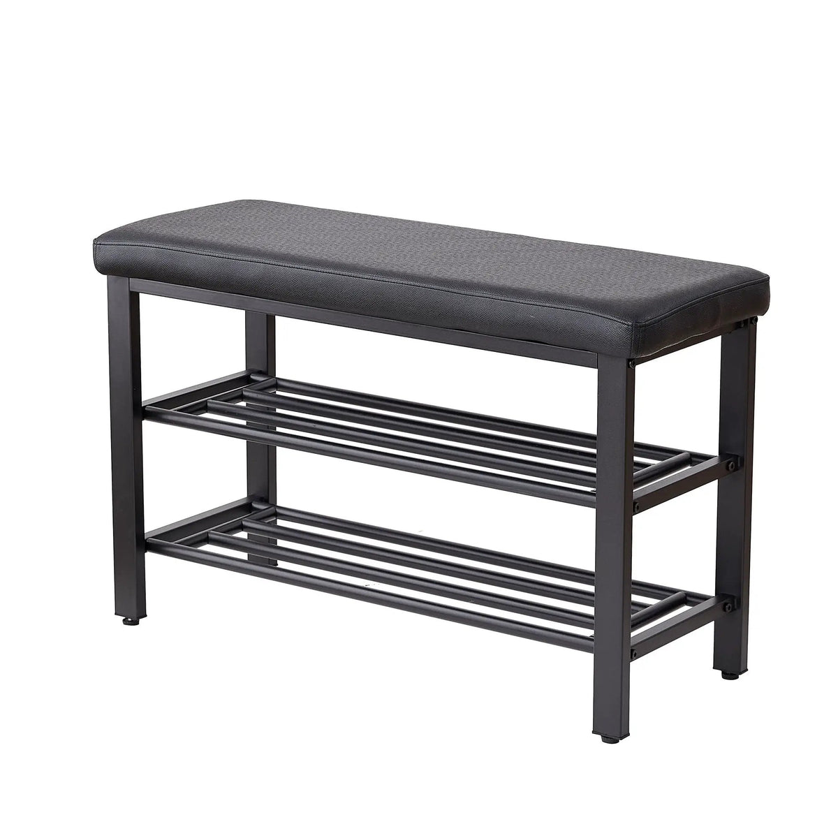 Entryway Shoe Bench | Cushioned Storage Seat | Durable Metal Frame | Hidden Storage Shelf