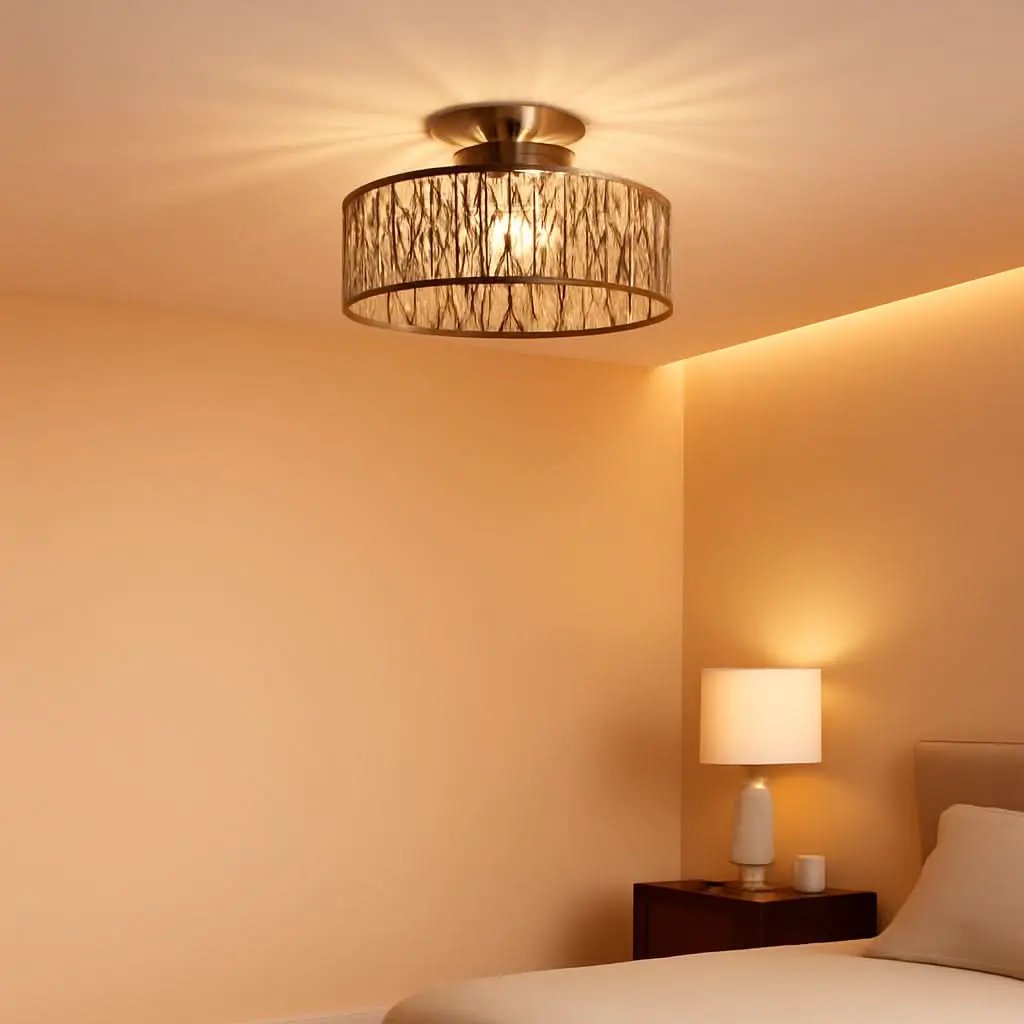 Boho Rattan Grey Ceiling Light Fixture Dimmable LED Bulbs from PriceLows™