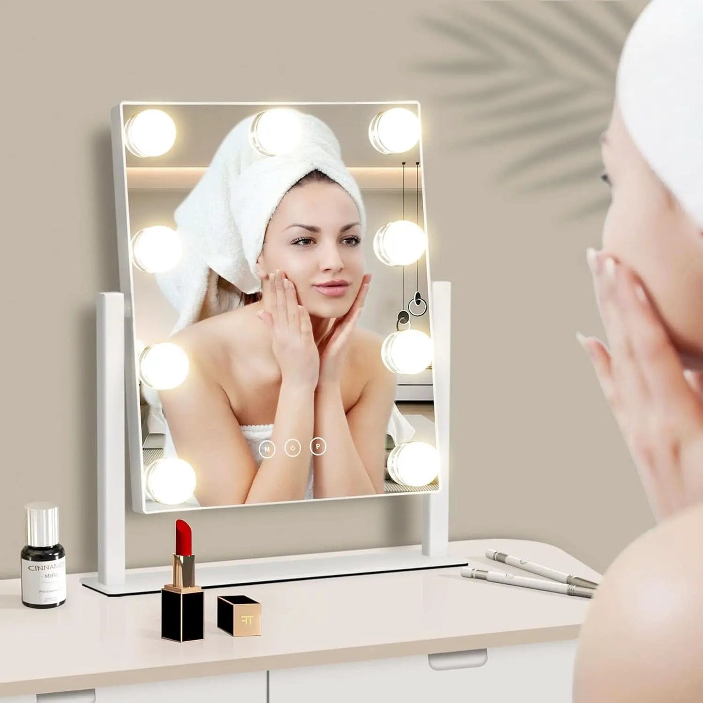 Lighted Makeup Vanity Mirror With 3 Color Modes And 10X Magnification White from PriceLows™