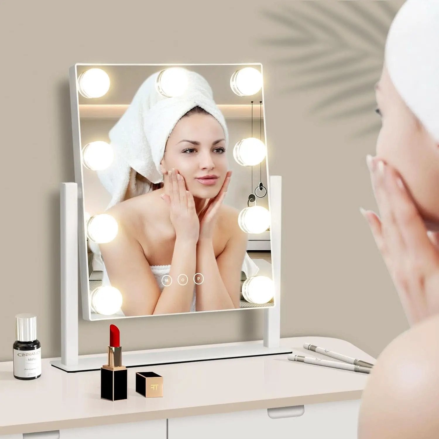 Lighted Makeup Vanity Mirror With 3 Color Modes And 10X Magnification White from PriceLows™