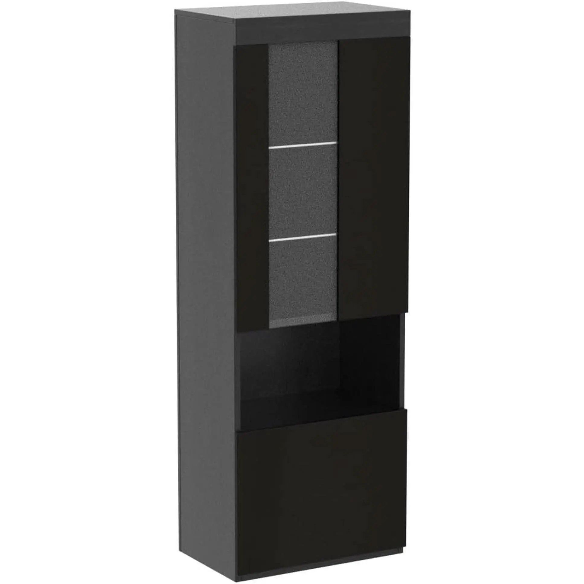Two Piece 71 Inch Tall Bookcase Storage Cabinet With Glass Doors Set Of Two For Living Room And Office from PriceLows™
