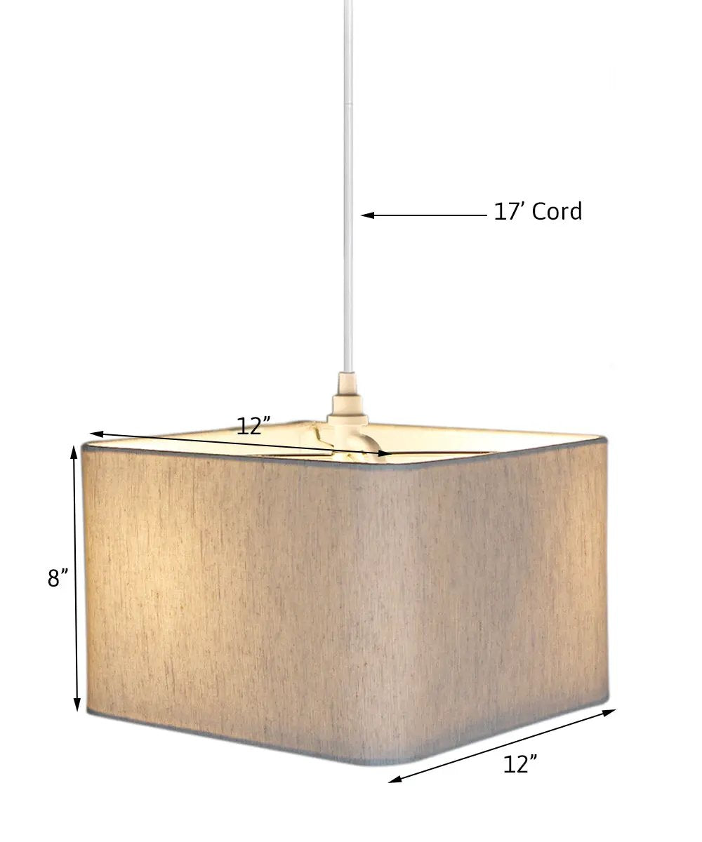 2 Light Swag Pendant | Oatmeal Drum Shade | 12 Inch Width | White Cord