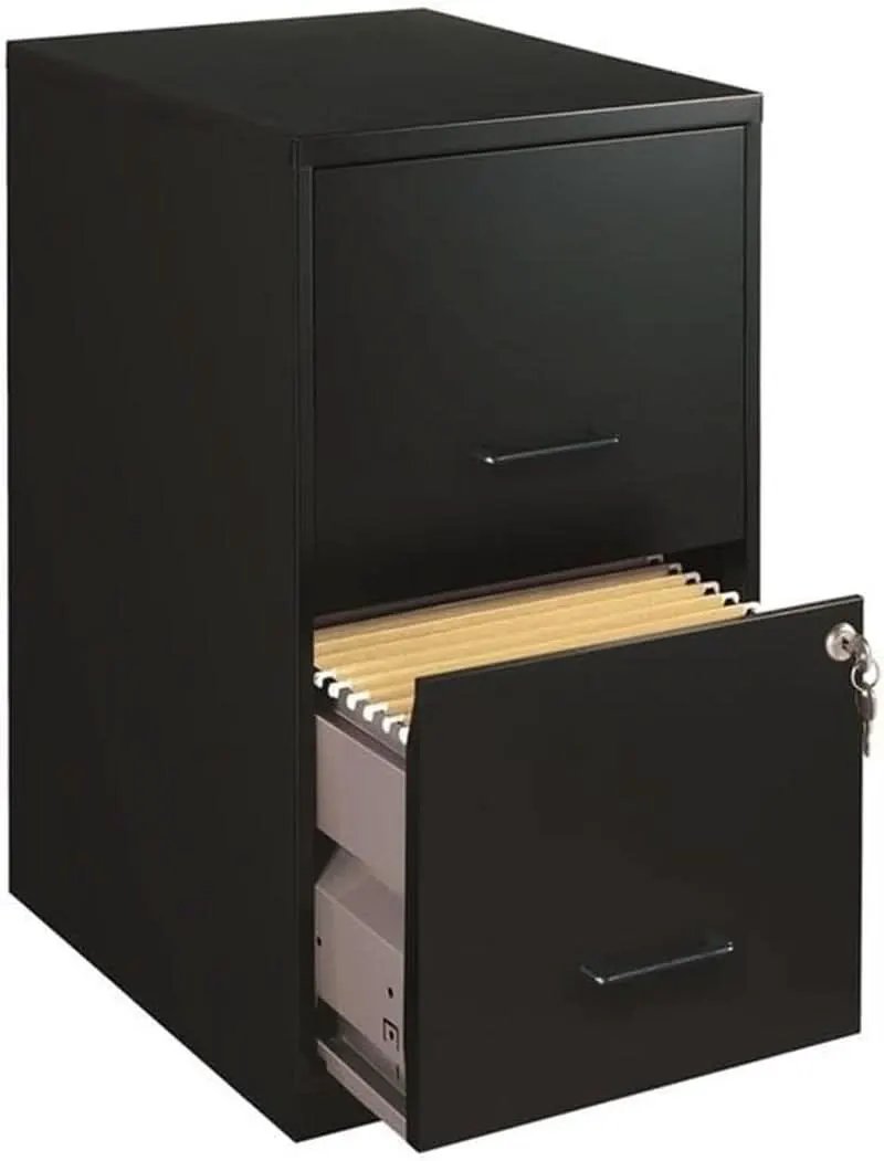 Metal 2 Drawer Letter File Cabinet Black Office Storage from PriceLows™