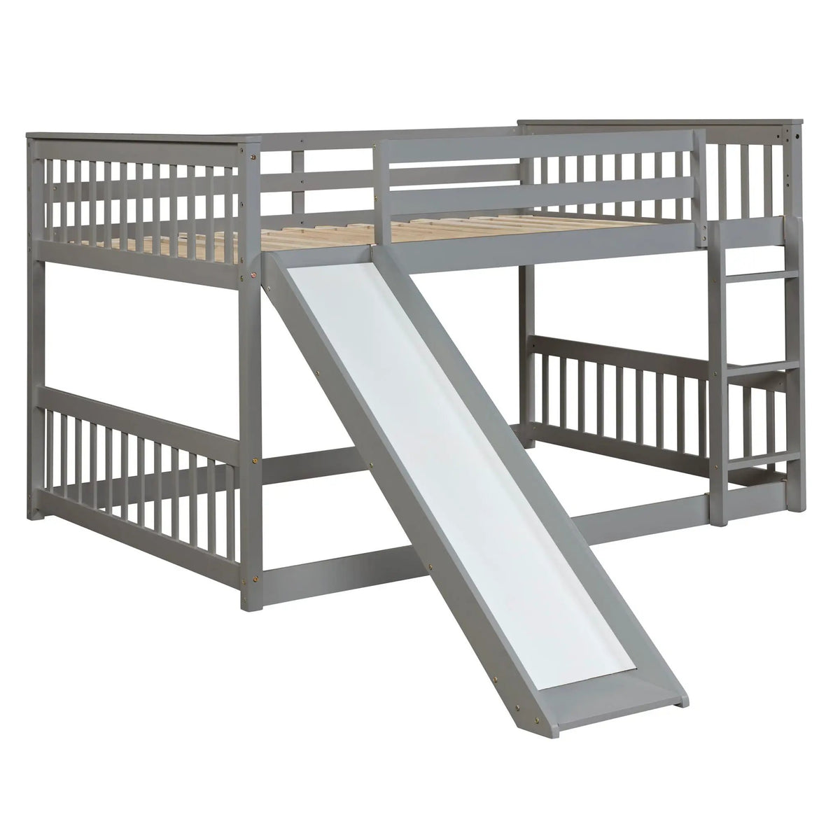 Low Loft Bunk Bed | Built-In Slide And Ladder | Pinewood Frame | Modern Clean Design