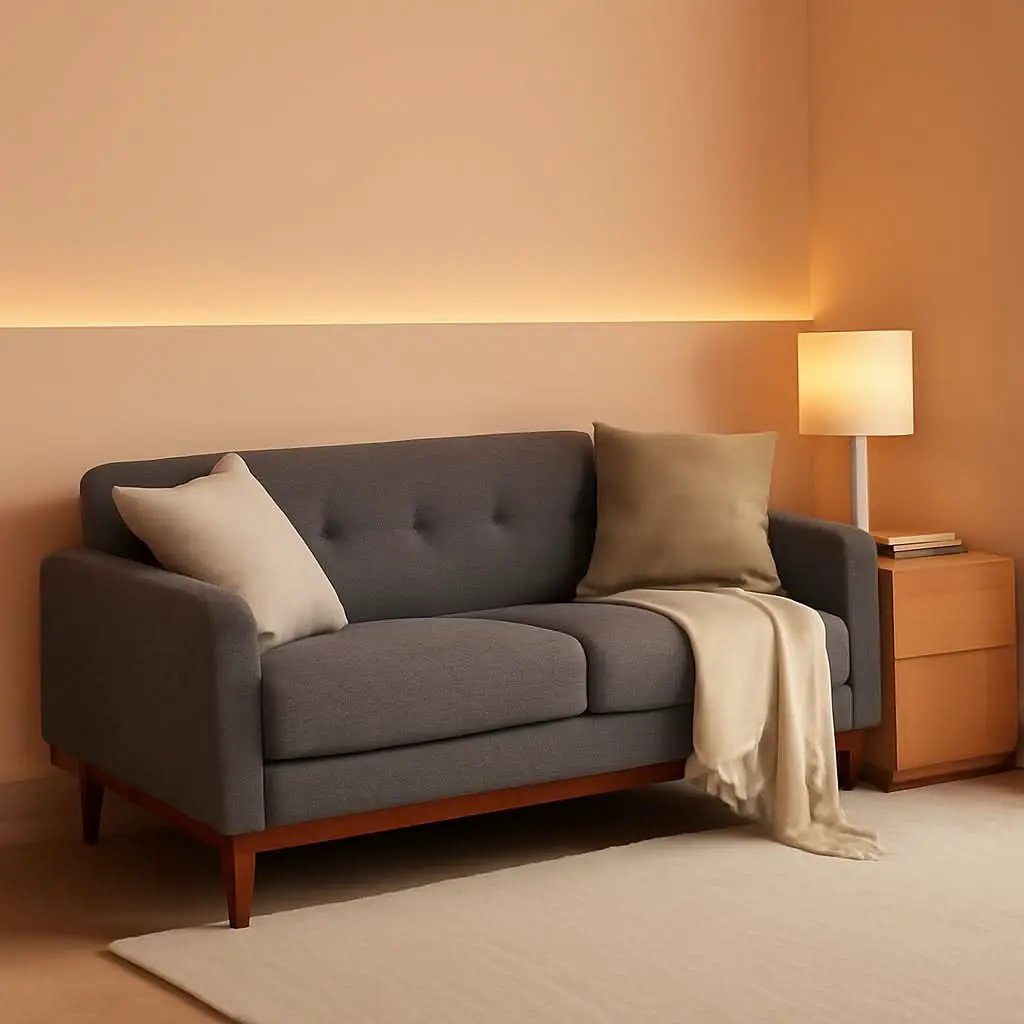 Grey Mid Century Modern Loveseat Sofa 65.3 Inch Living Room from PriceLows™