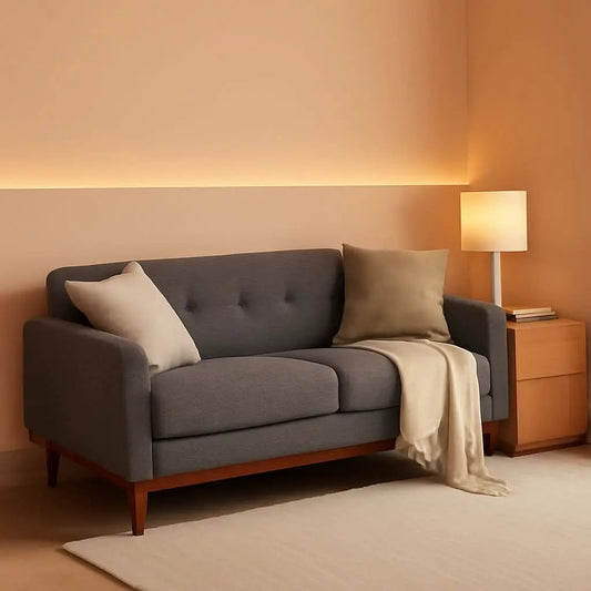 Grey Mid Century Modern Loveseat Sofa 65.3 Inch Living Room from PriceLows™