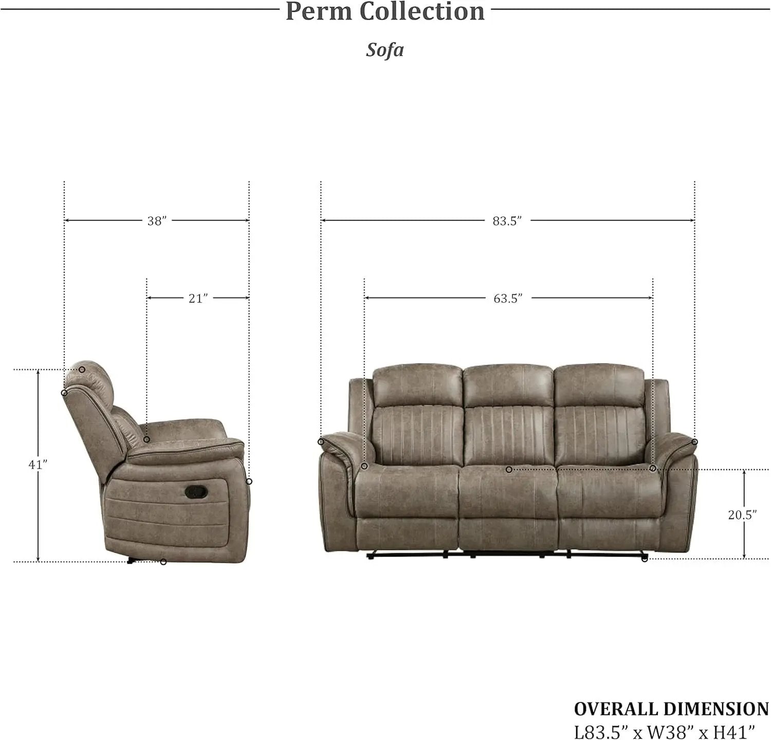 Sandy Brown Microfiber 3 Piece Reclining Living Room Set from PriceLows™