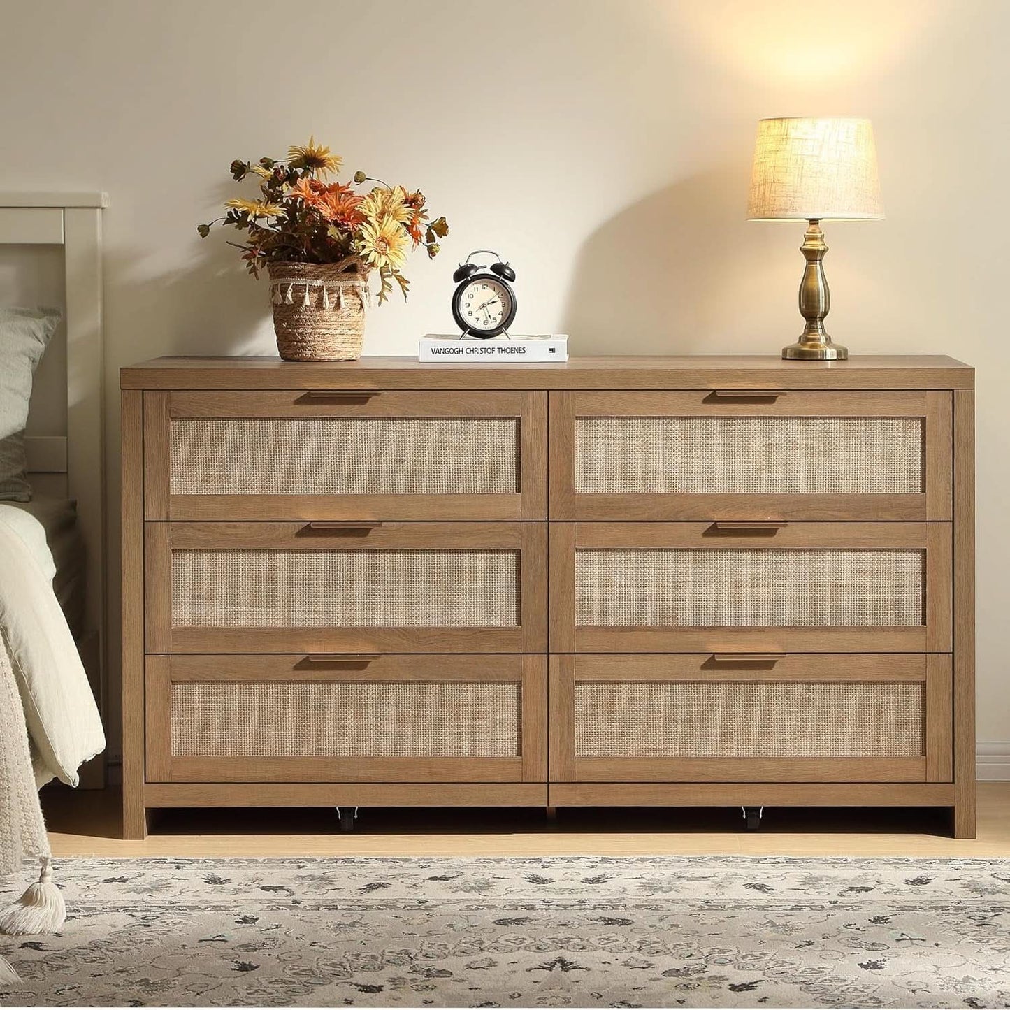 Rattan Dresser FiftySixPointNineInches Wide Six Drawer from PriceLows™