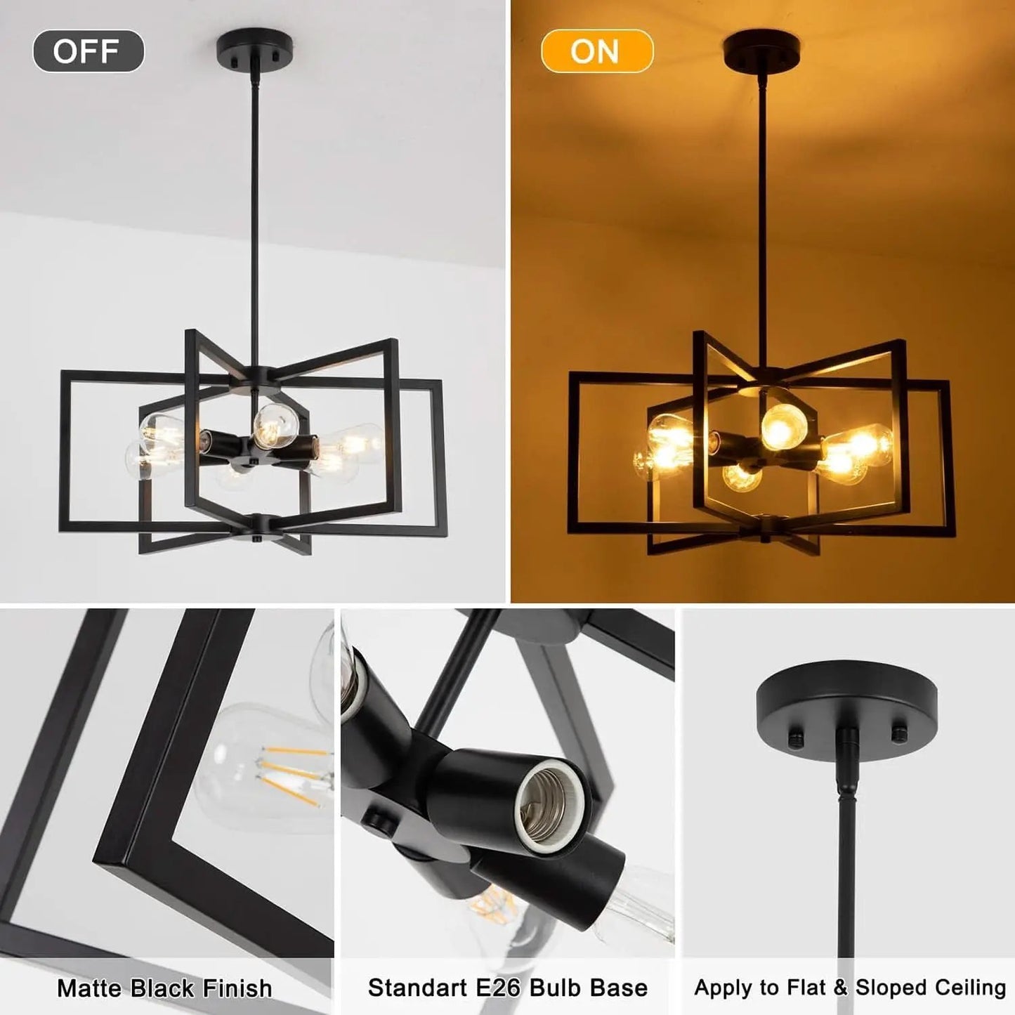 Black 23 Inch Farmhouse Chandelier For Dining Room from PriceLows™