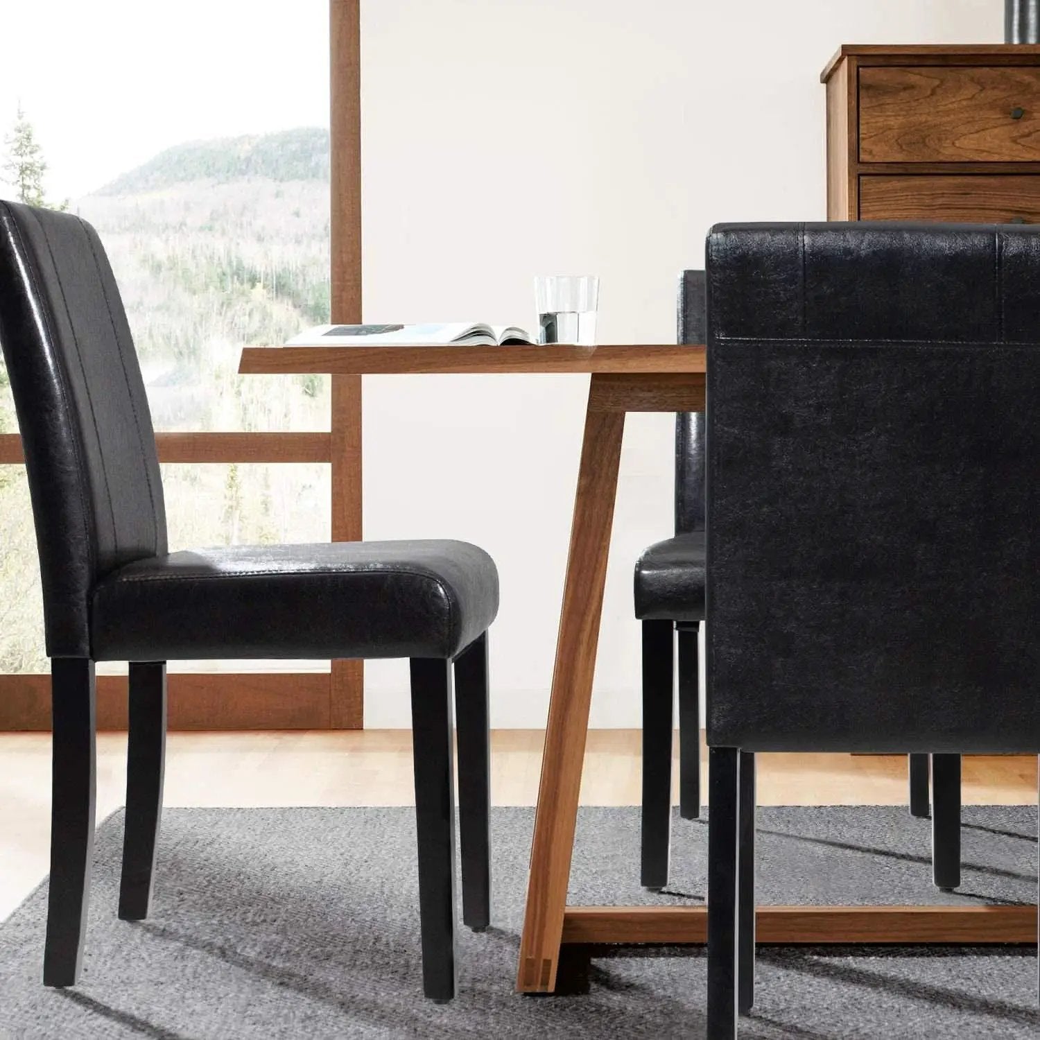 PU Leather Dining Chairs Black Set of 4 Modern Comfort from PriceLows™