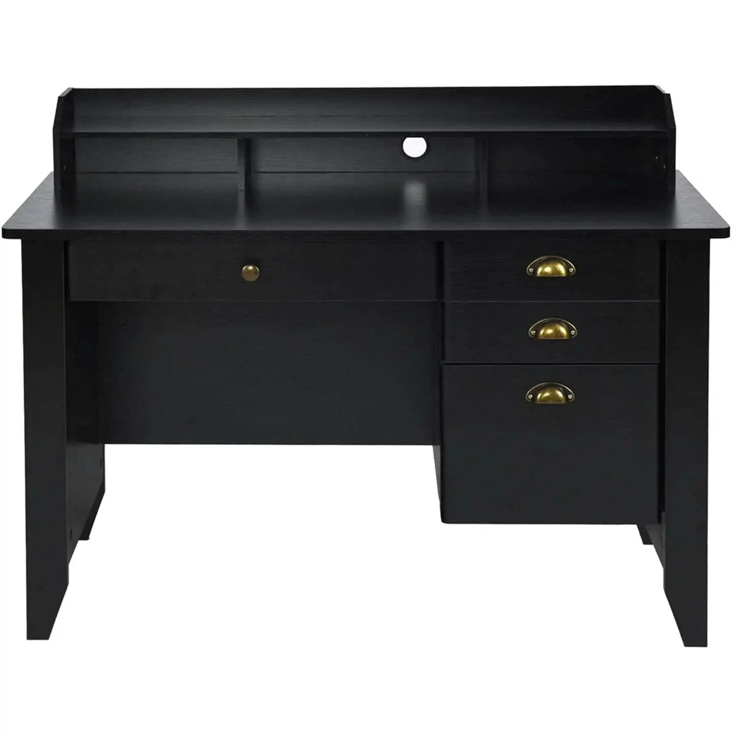 Matte Black Desk With Drawers And Hutch For Home Office from PriceLows™