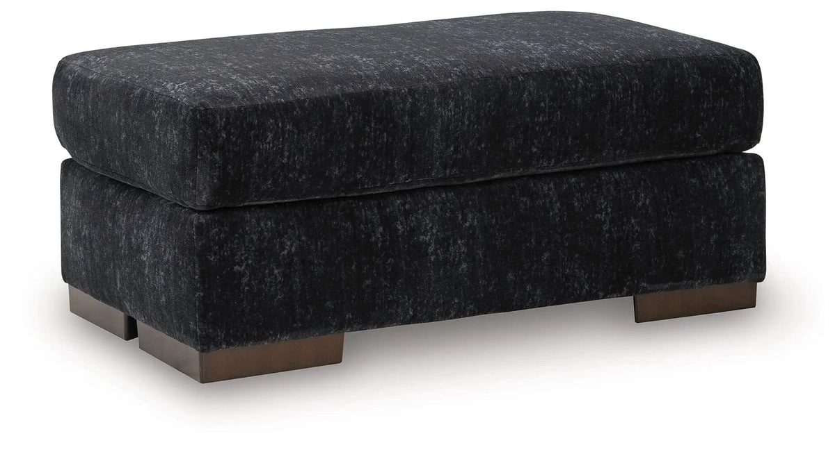 Whitmore Manor Ottoman | 43 x 24 x 19 in | Chenille & Wood | Black Pearl