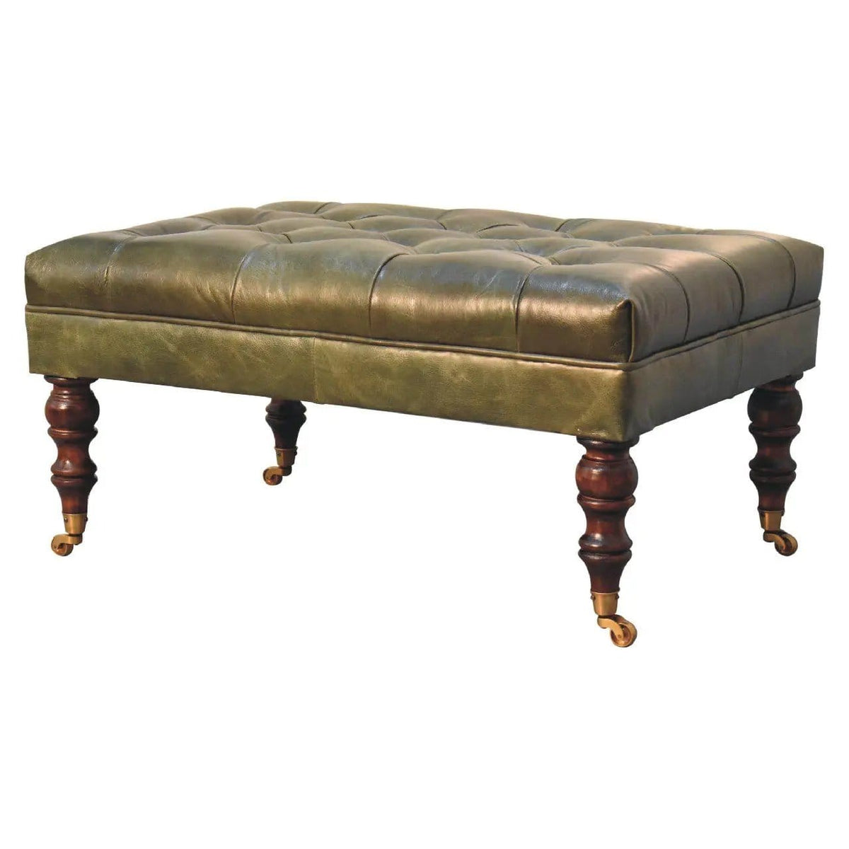 Buffalo Ottoman With Castor Legs | 7 Pieces | Mango Wood | Living Room