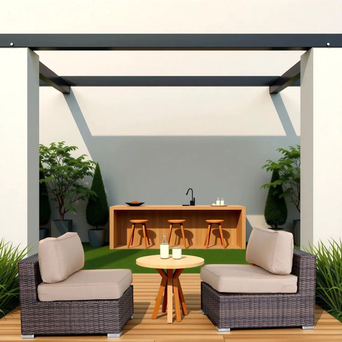 Wide Armless Outdoor Chairs With Cushions (Set of 2) | 2 Pieces | Fabric | Dining Room
