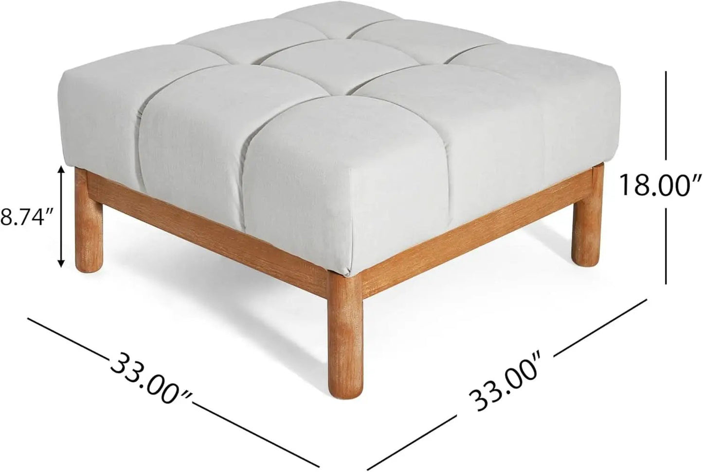 Square White Upholstered Ottoman Featuring Dense Foam from PriceLows™