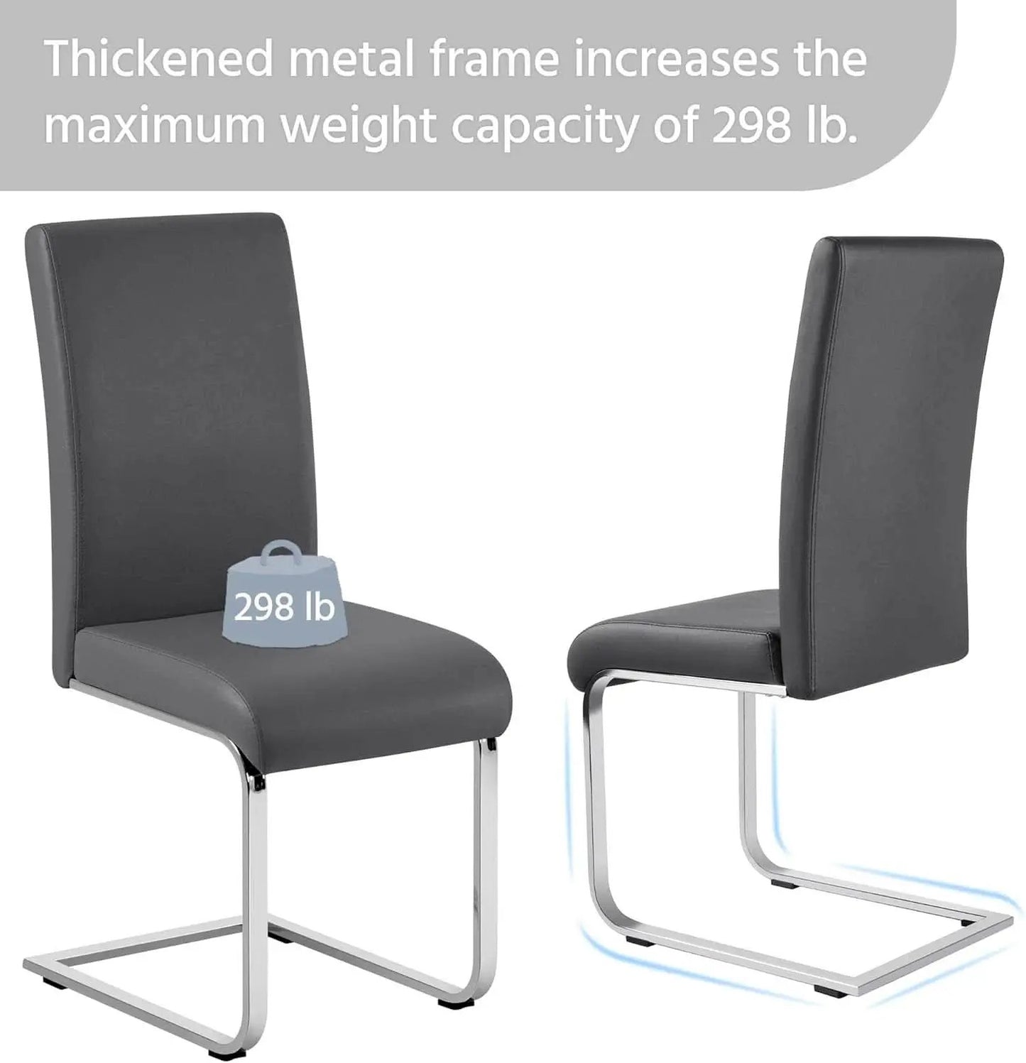 Gray High Back Leather Dining Chairs Set Of 2 For Kitchen from PriceLows™