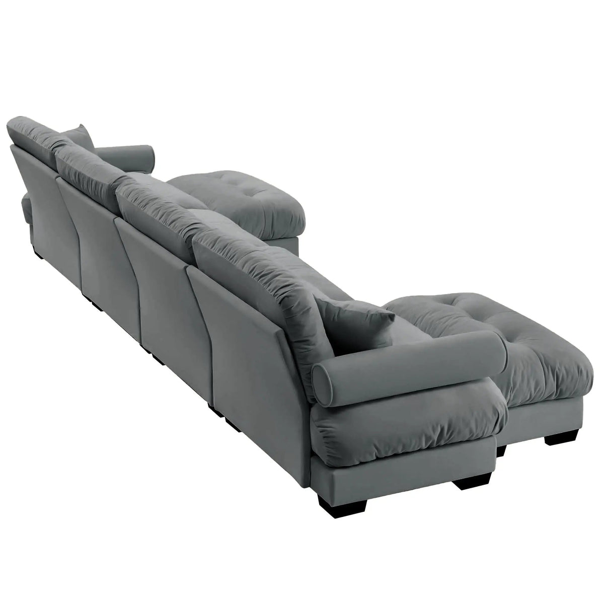 Modular Sectional Sofa | Deep Comfort Cushions | Vintage Fabric Ottoman