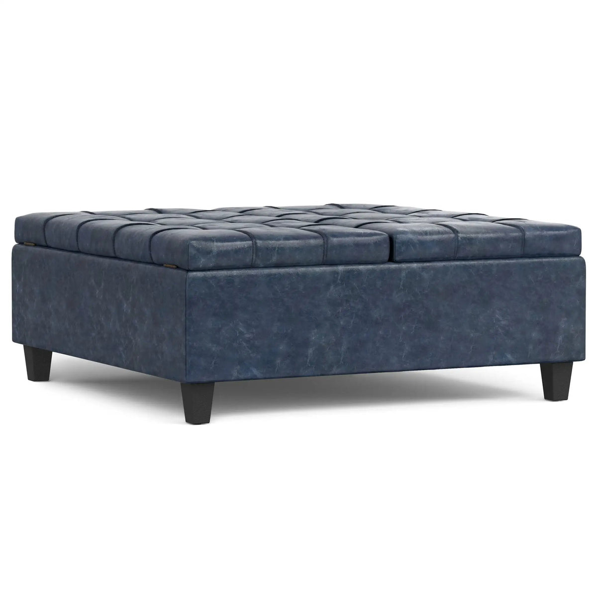 Coffee Table Storage Ottoman | Lift Top Hinge | Solid Wood Base | Large Square