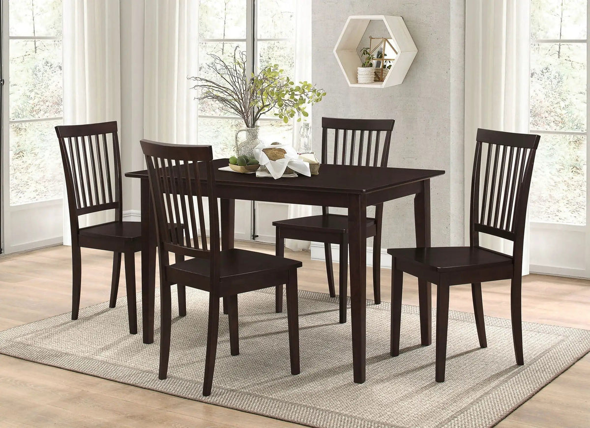 Gomez 5-piece Rectangular Dining Table Set | 5-Piece Set | Rubberwood & Engineered Wood | Cappuccino