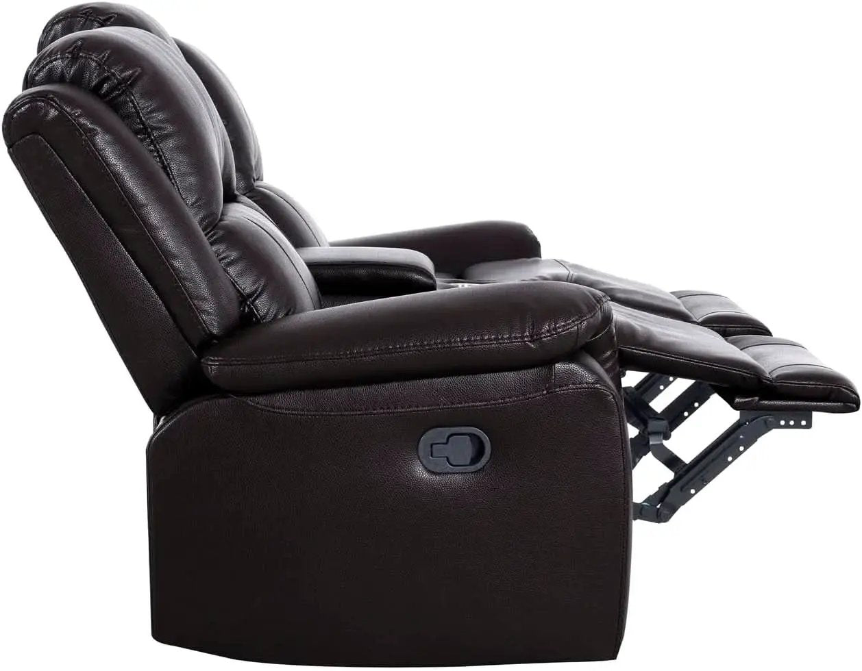 Oversized Espresso Leather Recliner Loveseat For Home Theater from PriceLows™