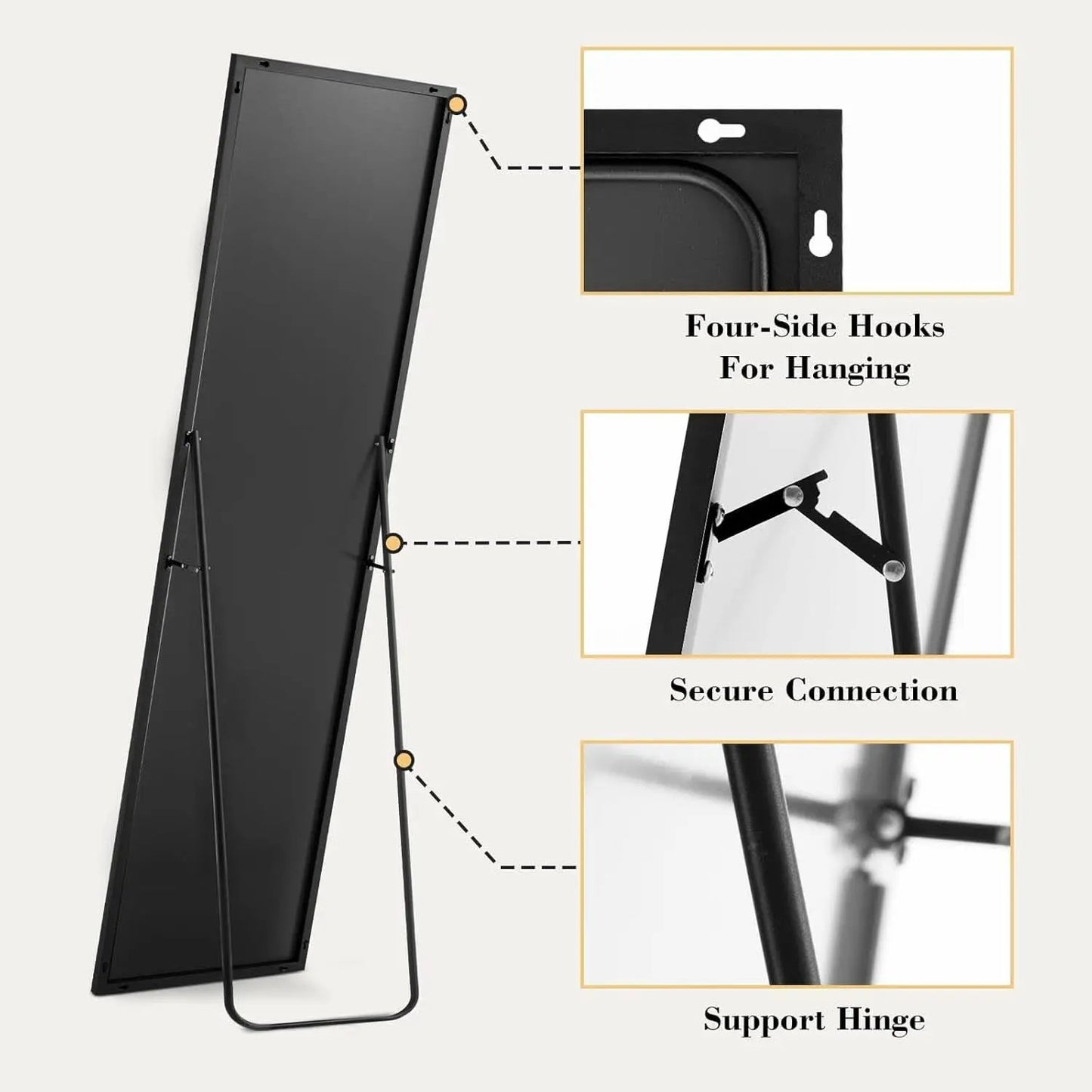 Full Length Floor Mirror 59x17 Aluminum Frame for Bedroom from PriceLows™