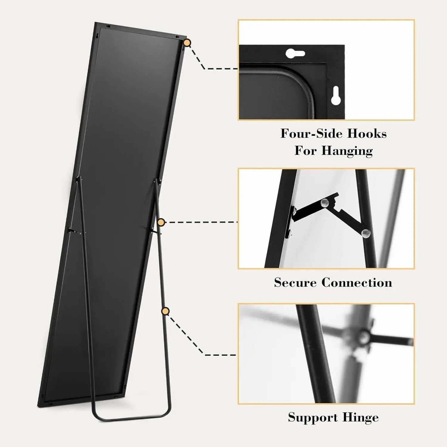 Full Length Floor Mirror 59x17 Aluminum Frame for Bedroom from PriceLows™