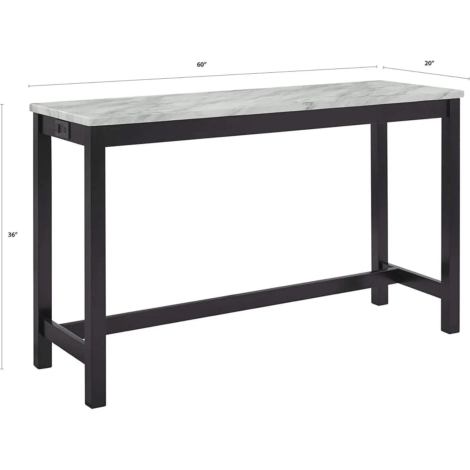 Blue Velvet Bar Table Set With 3 Stools Faux Marble Top from PriceLows™
