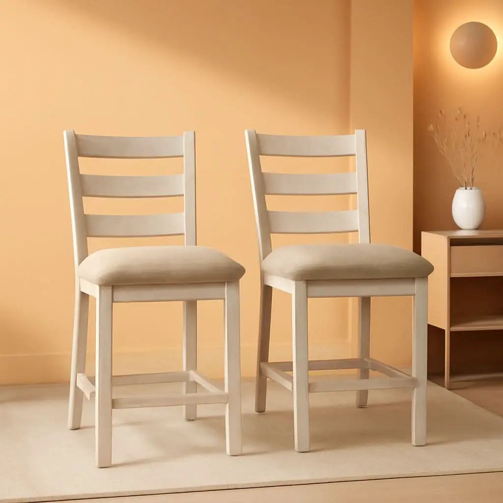 Skempton 24in Counter Height Bar Stool Antique White from PriceLows™