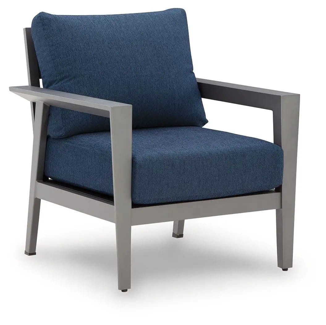 Gali Sofa / Chairs / Table Set (Set of 4) | 78.25 x 33.25 x 36.25 in | Polyester & Fabric | Gray / Blue