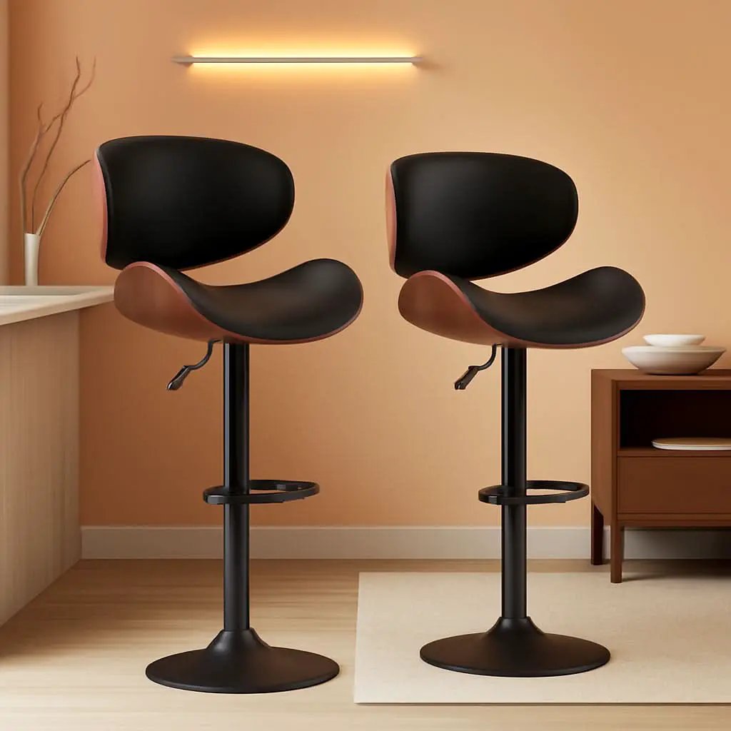 Set Of 2 Adjustable Swivel Bar Stools For Kitchen Island Black from PriceLows™