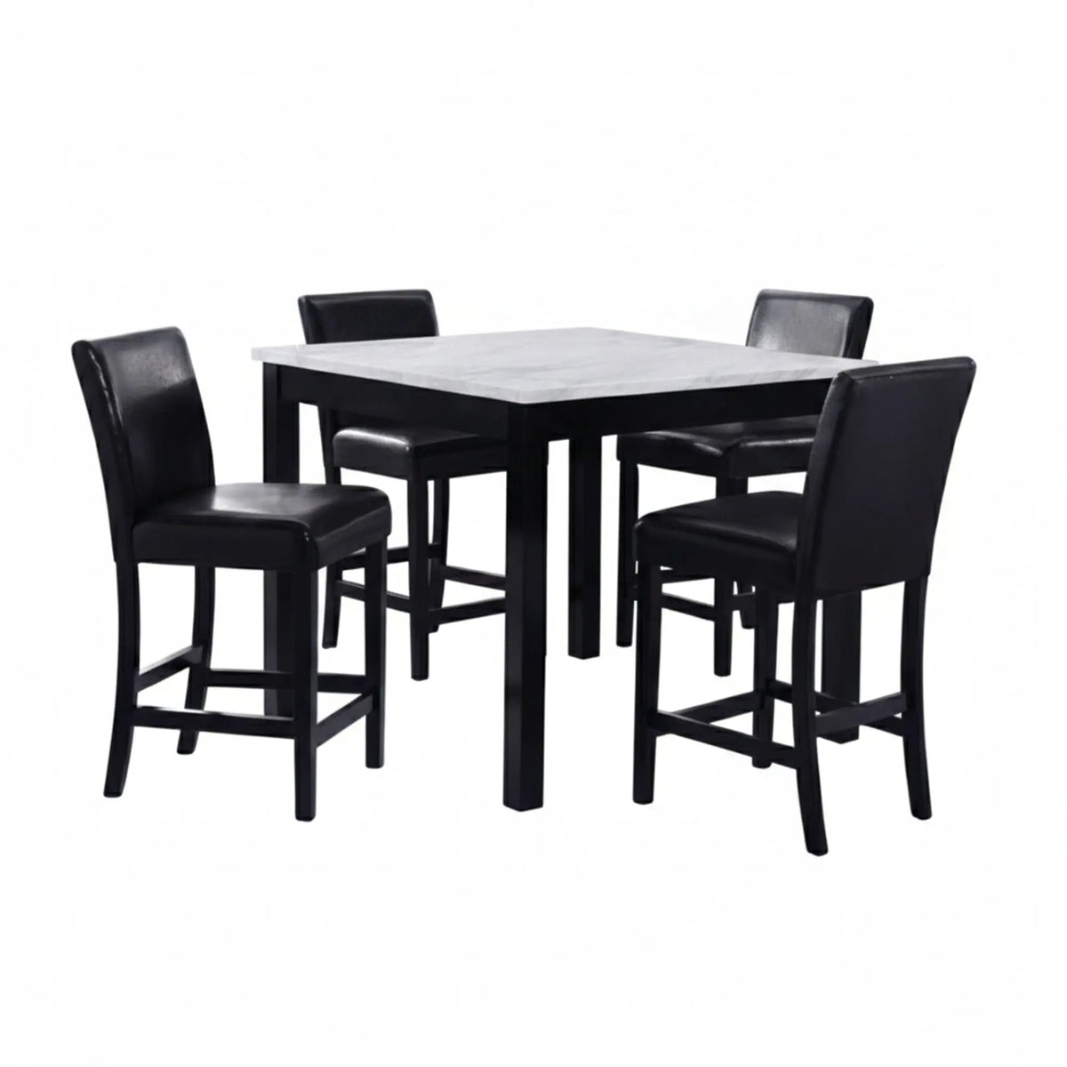 Counter Height Dining Set | 5-Piece Modern Design | Tufted Nail Head Chairs | Wipe-Clean Table Top