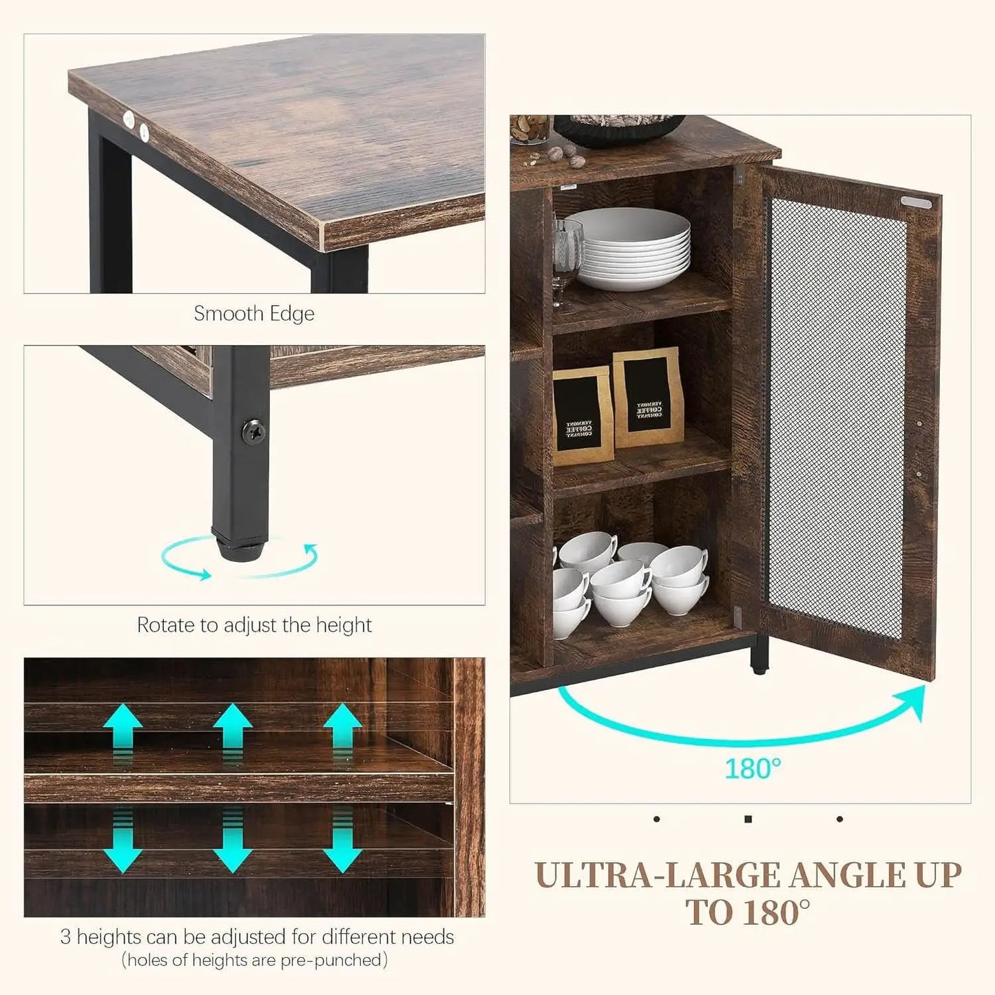 Mini Coffee Bar Cabinet 27.5 Inch Brown Finish Storage Unit from PriceLows™